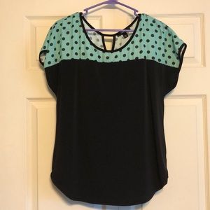 Mint green and black top
